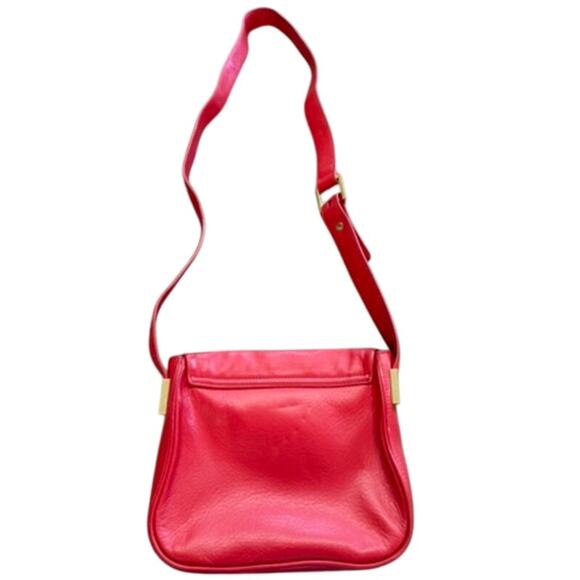 "TED BAKER" Cross Body Red Leather Purse Gold Metal Accent Quiet Luxury Designer - Picture 2 of 16